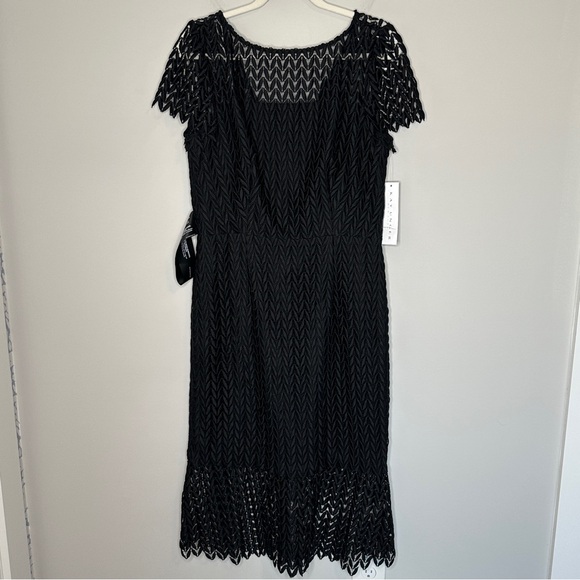 Kay Unger Tatum Floral Lace Midi Black Cocktail Dress Size 12 NWT Weddidng - Picture 4 of 16